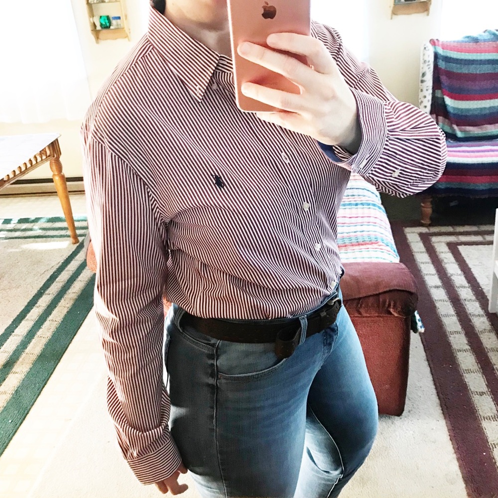 Ralph Lauren | Striped Slim Fit Button Down Blouse